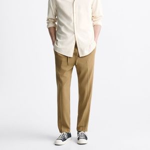 Zara JOGGER WAIST STRETCH PANTS, Olive Green